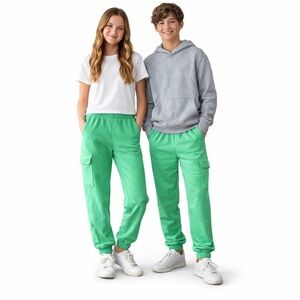 ONLY Green Cargo Joggers Kids Size 13 Unisex Sweatpants Athleisure Casual